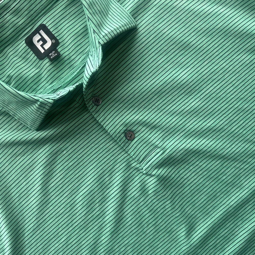 FootJoy Golf Polo Shirt Short Sleeve Performance Green Striped Men’s XL